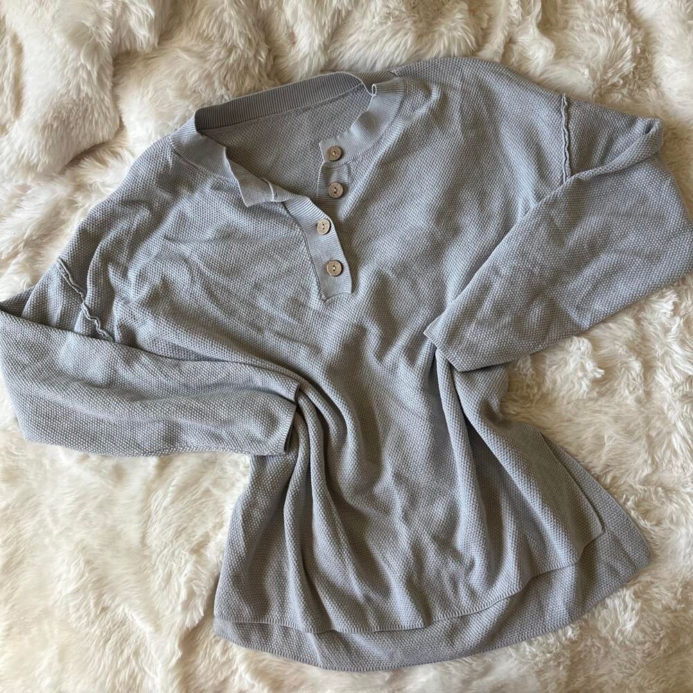 Unbranded Women's Blue/ Grey Henley Shirt